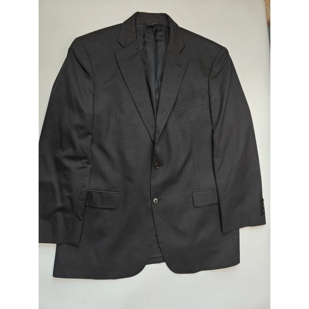 Brooks Brothers 346 43R Black Pinstripe Stretch Blazer 2 Button Sport Coat M602